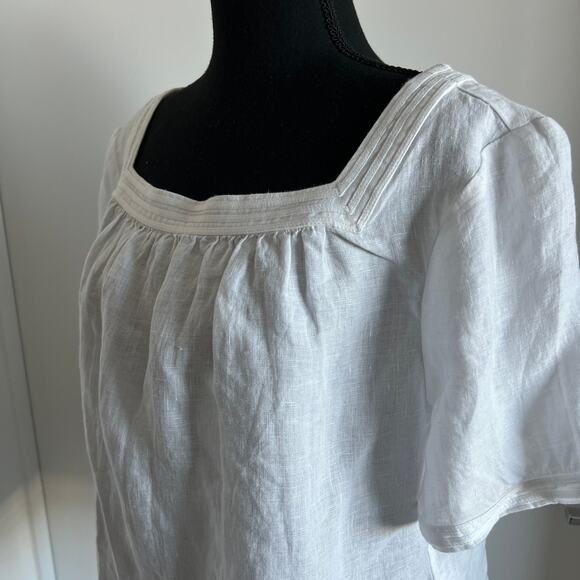 J Crew Sailor Squareneck Top In Linen Womens Large White - Picture 4 of 9